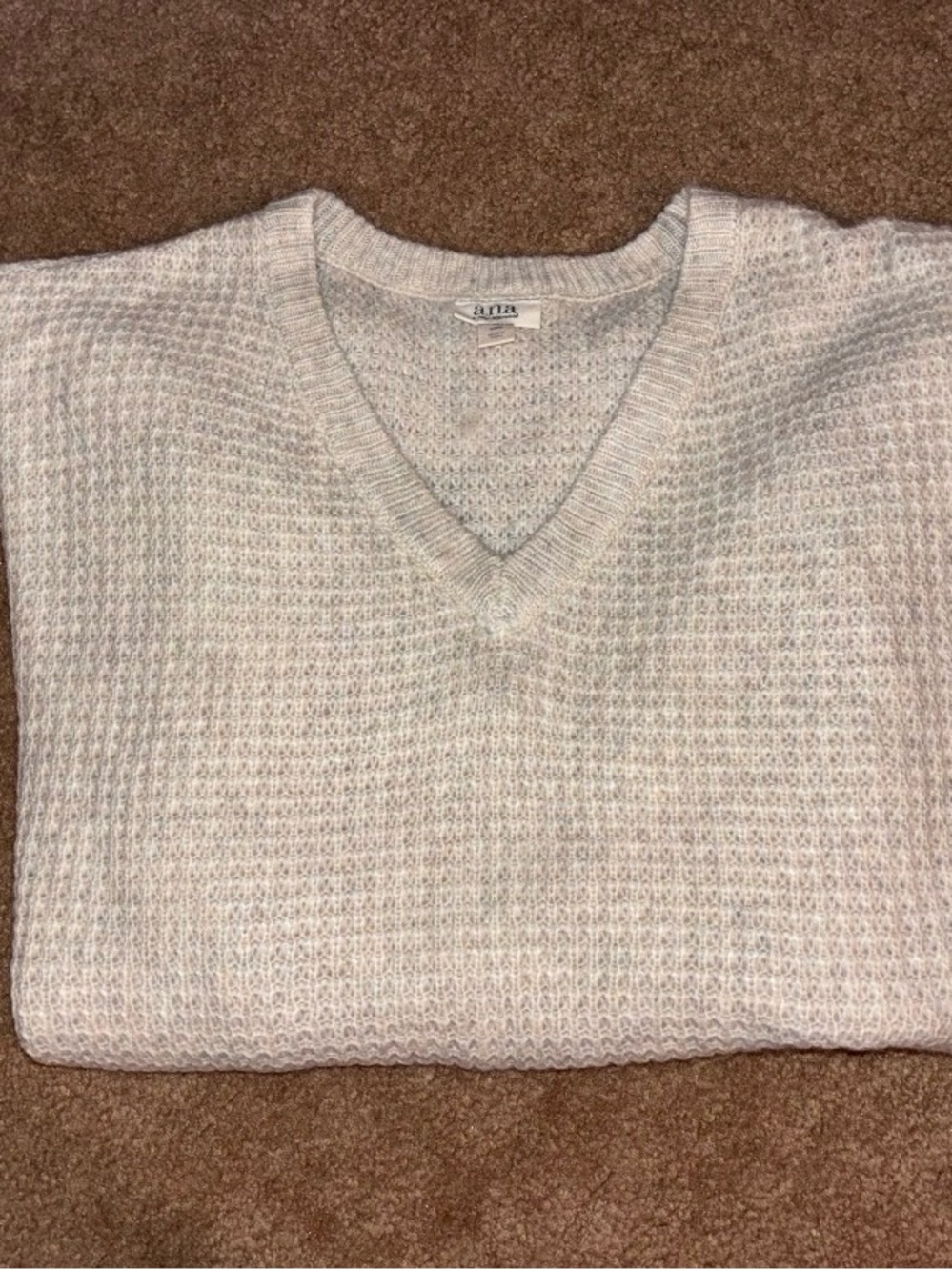 a.n.a Women’s Cream V-Neck Textured Knit Sweater